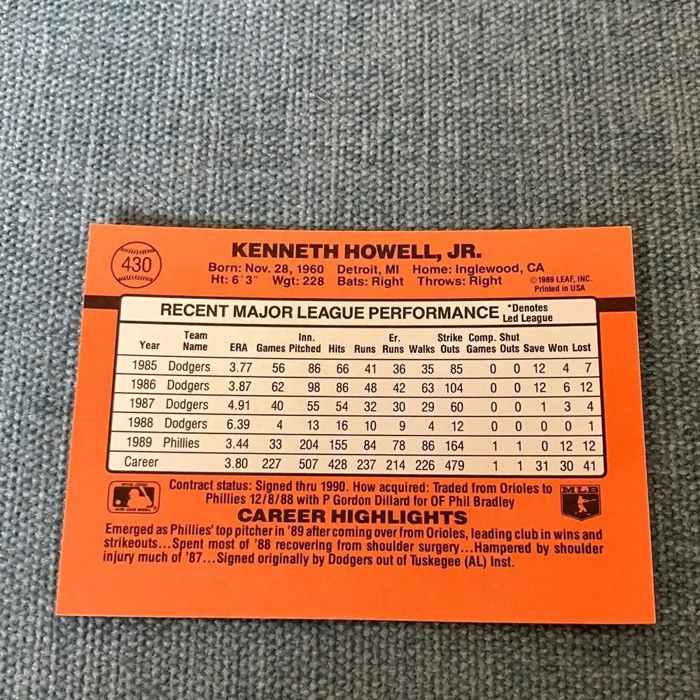 1990 Donruss Philadelphia Phillies Baseball Card Trading Card